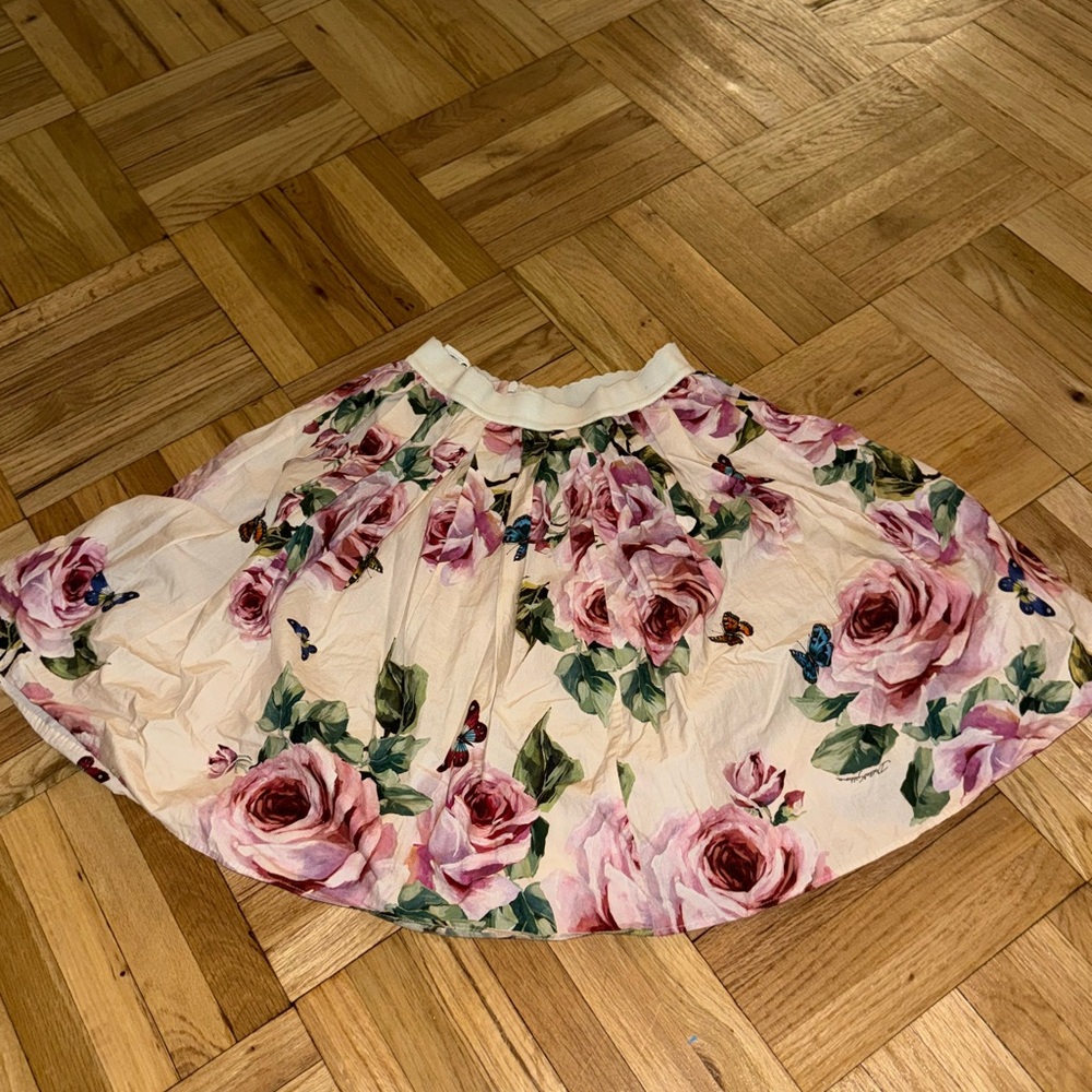Dolce & Gabbana Pink Floral Skater Skirt